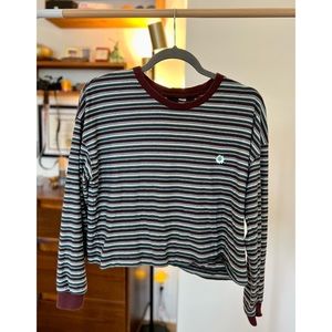 Striped Quicksilver Long Sleeve Crop Top